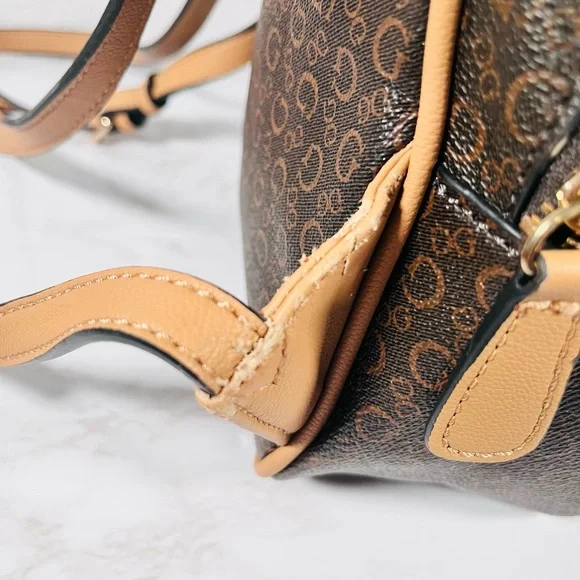 GUESS Monogram Brown and Tan Backpack - Picture 11 of 13